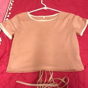 Pink & White Tie Top